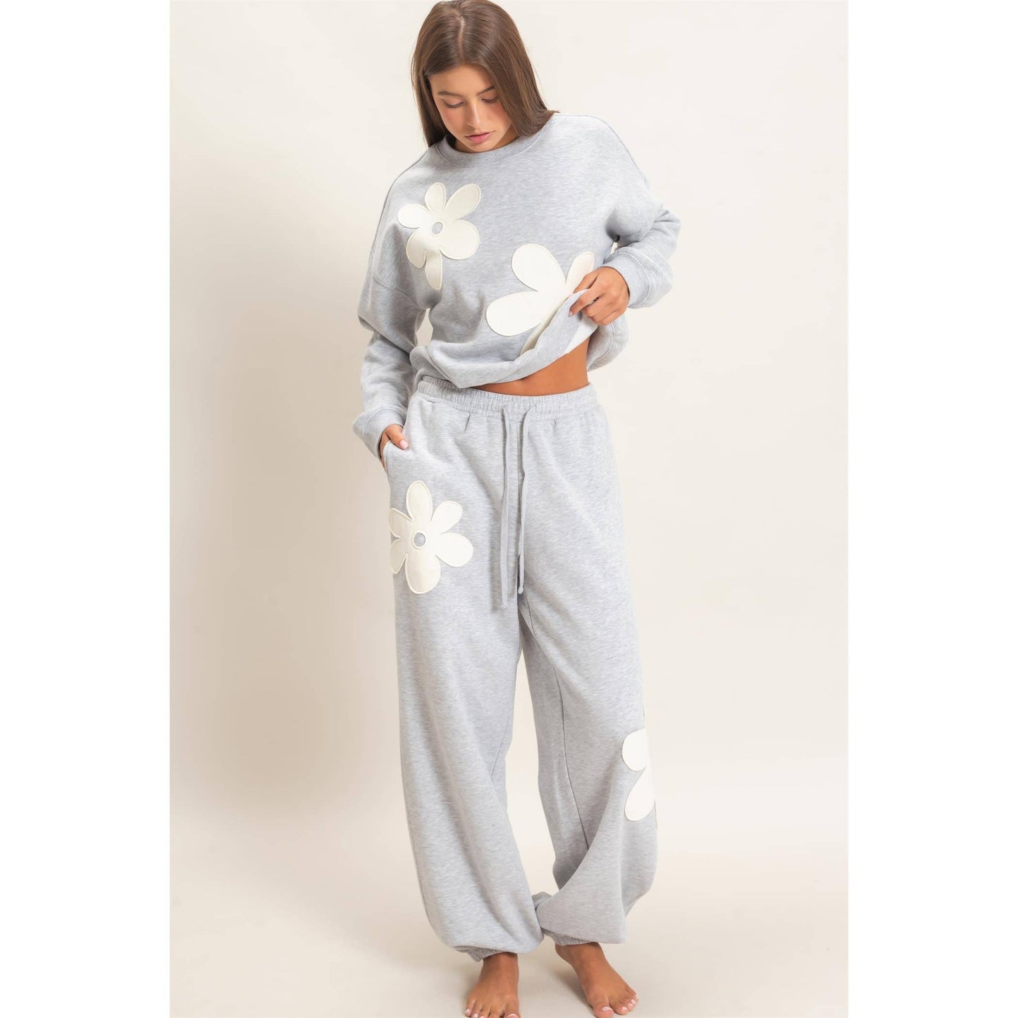 Floral Applique Matching Sweatset