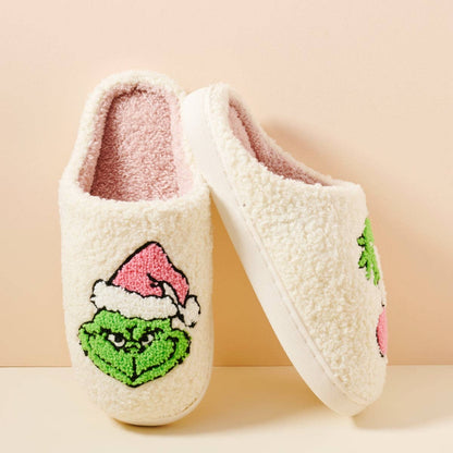 Sherpa Green Monster Christmas Slippers