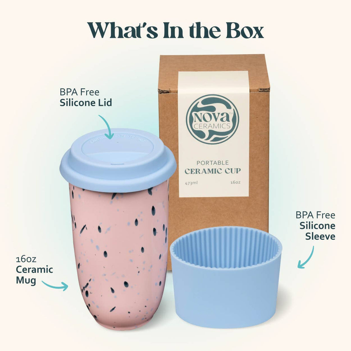 Blossom Ceramic Travel Cup 16oz | Reusable Coffee Tumblers