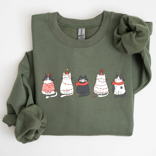 Christmas Cats, Kitties, Cat Lovers, Santa, Xmas Sweatshirt