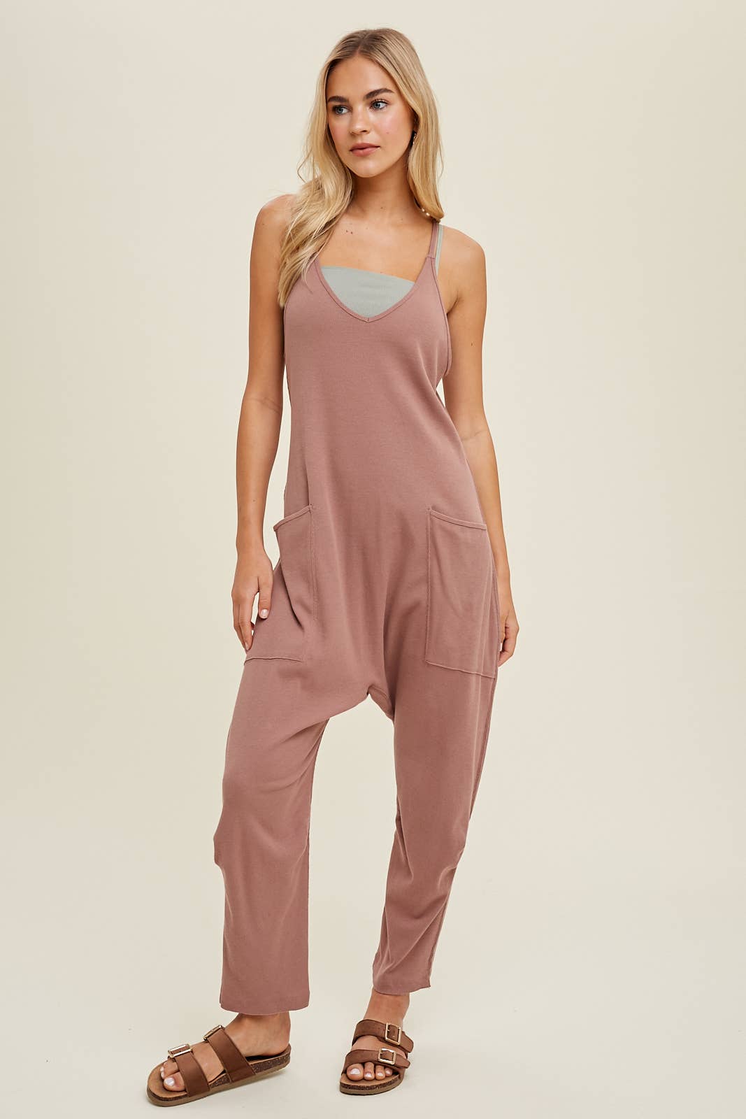 Ribbed Knit Jumpsuit With Pockets