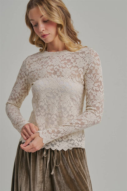 Romantic Stretch Lace Layering Top