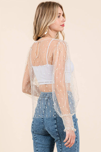 Mesh Glitter Detail Top