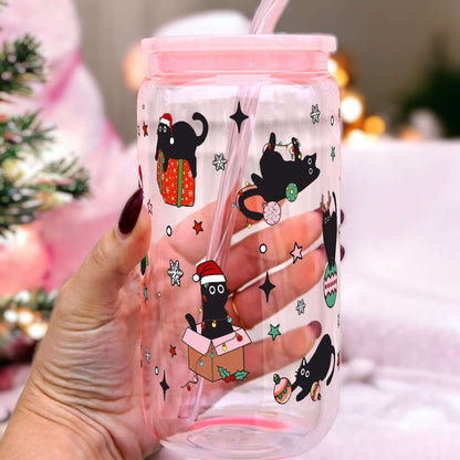 Christmas Cats Cup With Lid and Straw