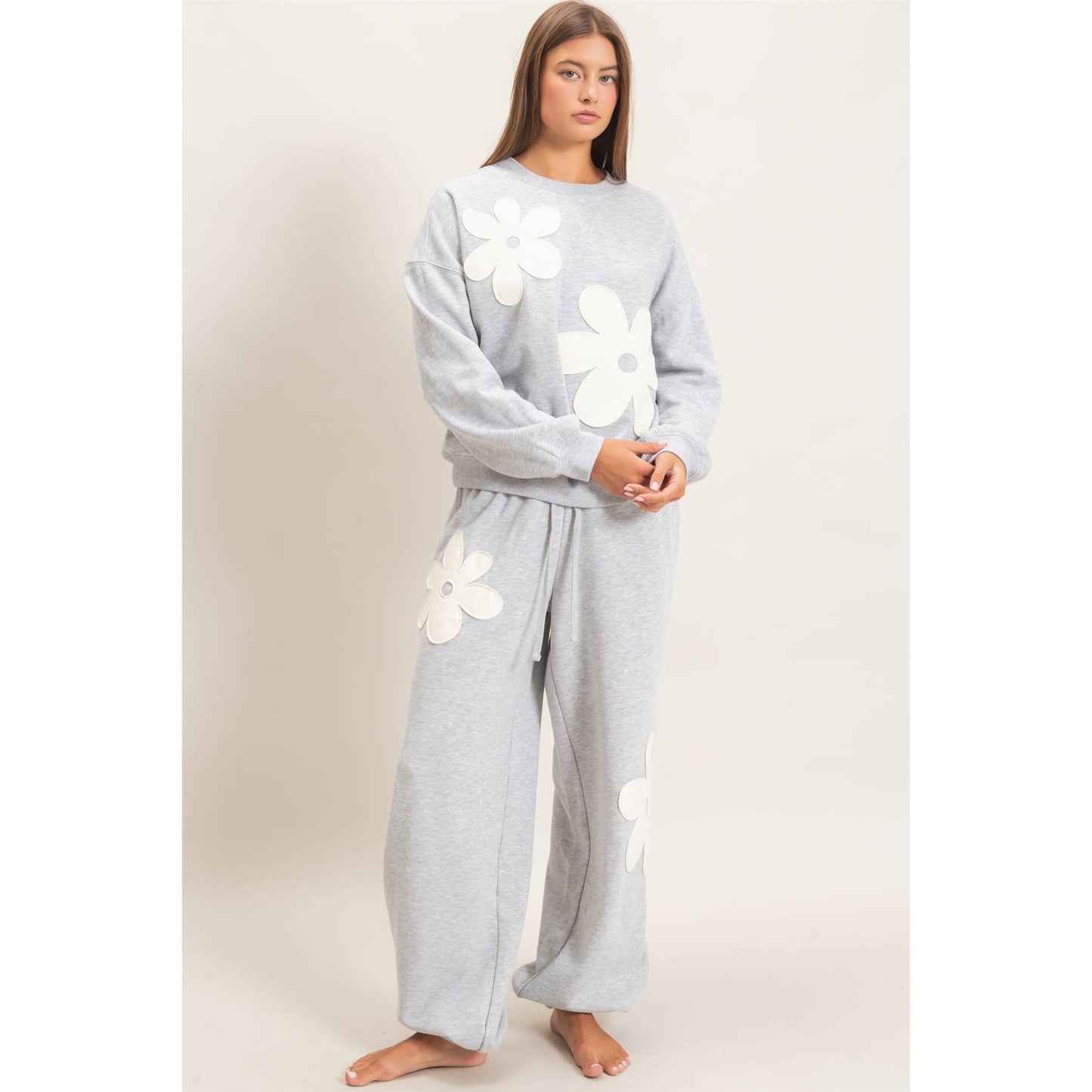 Floral Applique Matching Sweatset