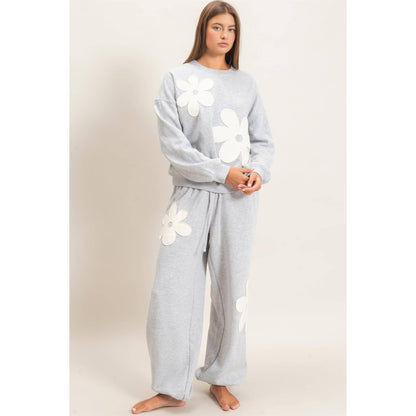 Floral Applique Matching Sweatset
