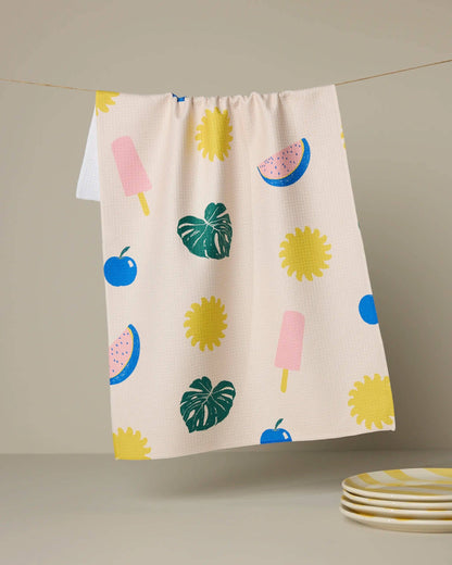 Geometry Fruity Pop Tea Towel