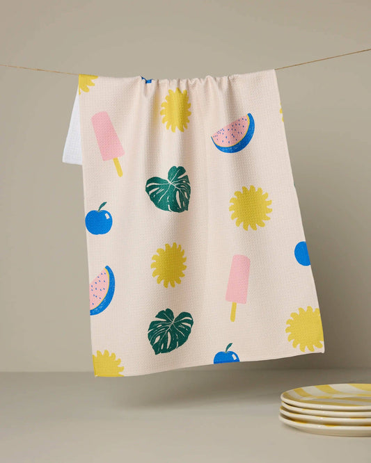 Geometry Fruity Pop Tea Towel