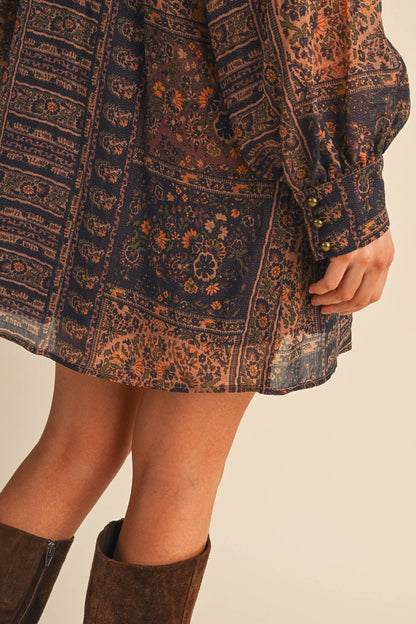 Vintage Lurex Print Mini Dress