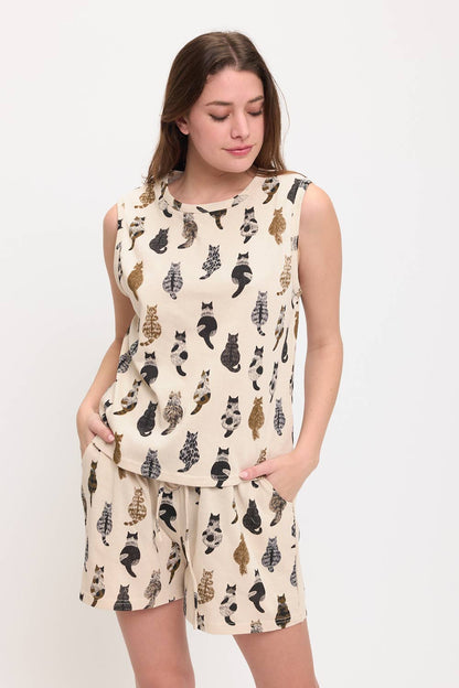 Whimsical Cat Tails Print Shorts