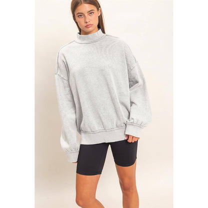 Acid Washed Mock Neck Sweatshirt