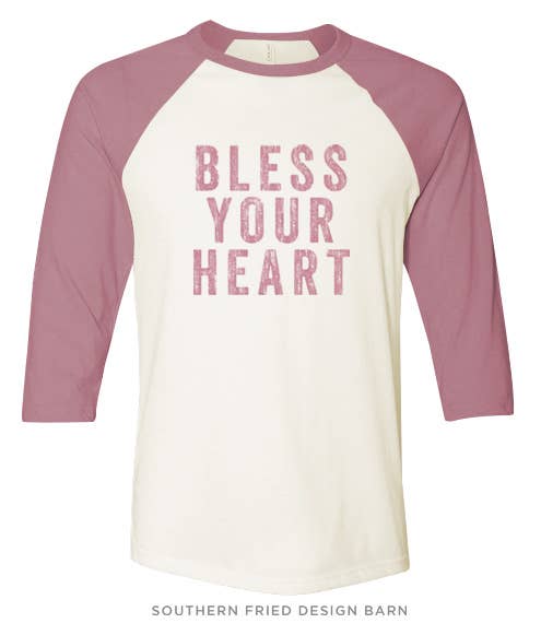 Bless Your Heart - Blush Baseball Sleeve Shirt