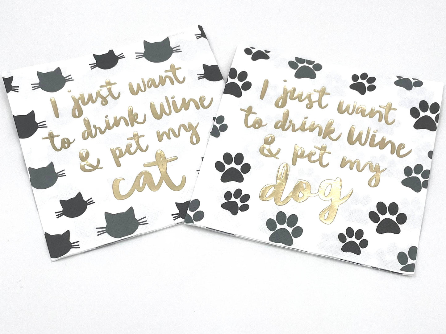 Cocktail Napkins | Drink Wine Pet My Cat