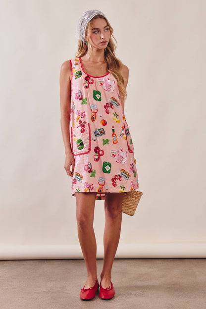 Printed Pocket Shift Dress