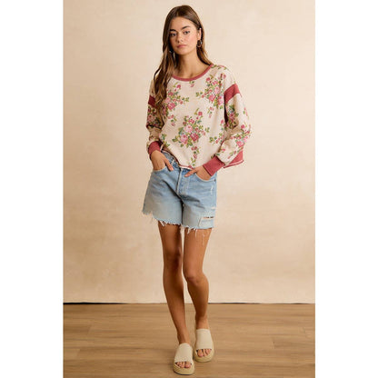 Floral Brushed Terry Open Back Top