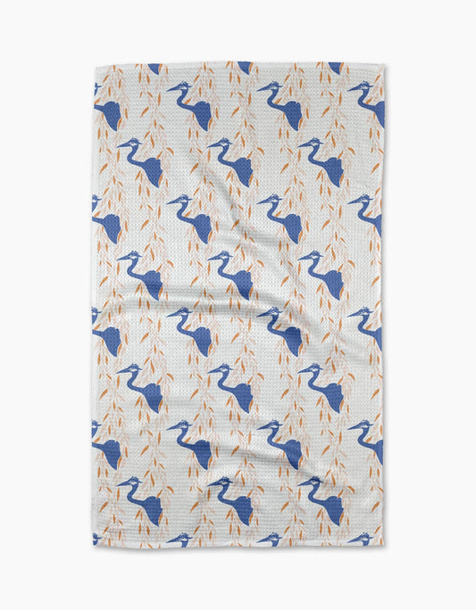 Geometry Blue Heron Tea Towel