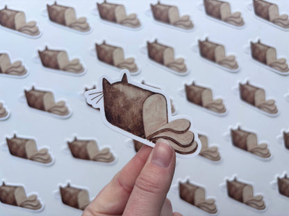 Cat Bread Loaf Vinyl Sticker - Funny Pet Cat Lover Sticker