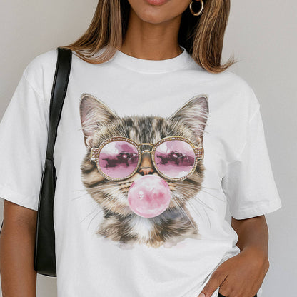 Kitten Bubblegum and Sunglasses Graphic Tee