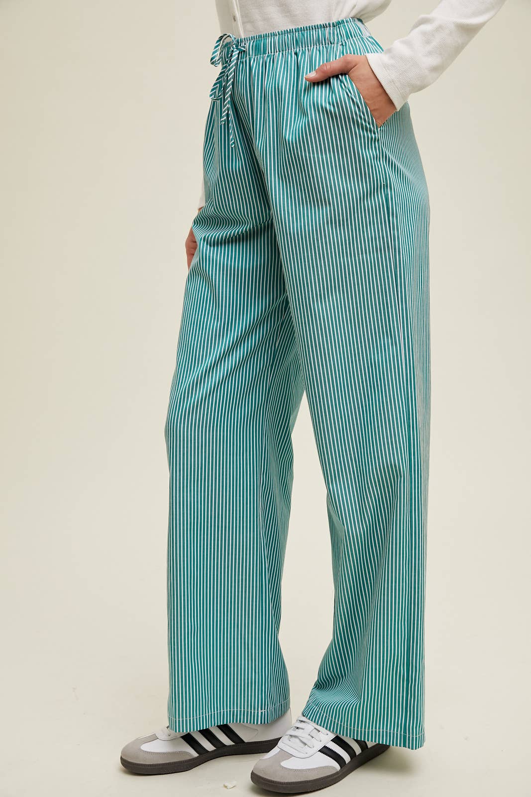 Striped Straight Leg Drawstring Pants