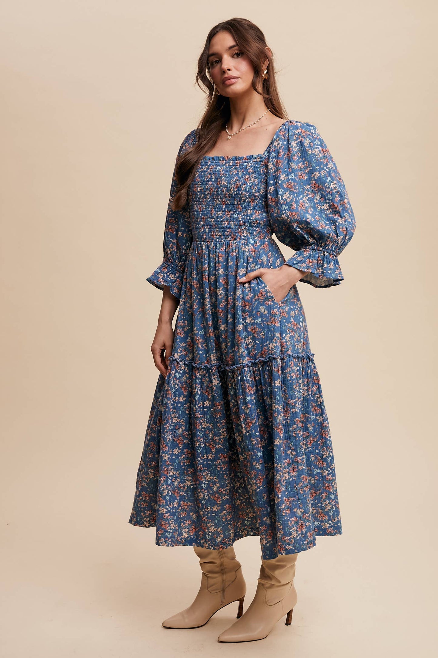 Floral Tiered Midi Dress