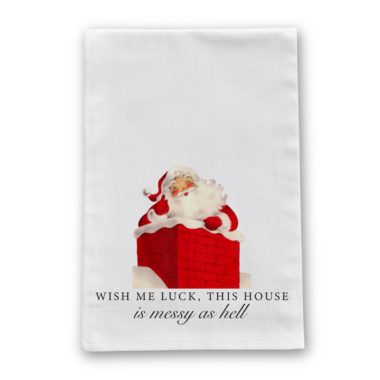 Wish Me Luck Christmas Tea Towel