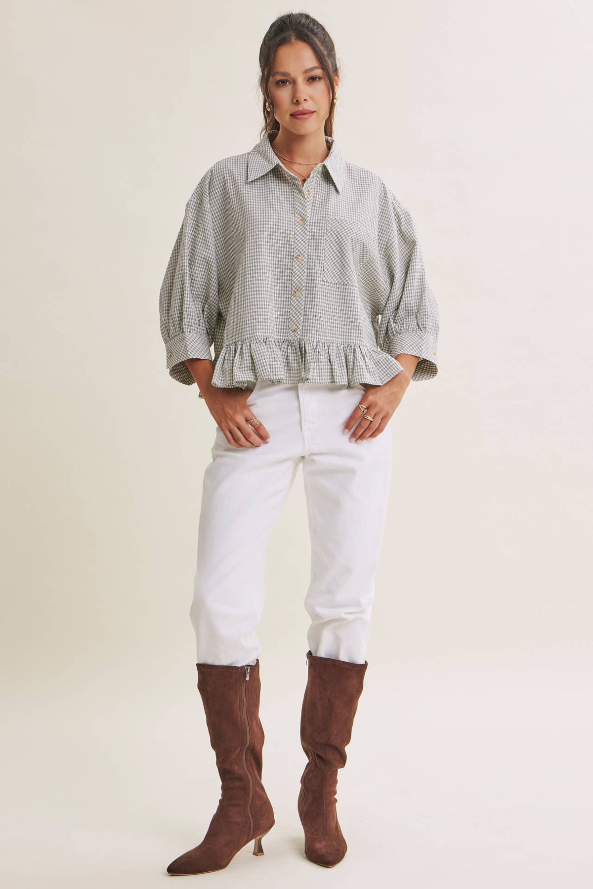 Morning Oat Micro Check Button-Down