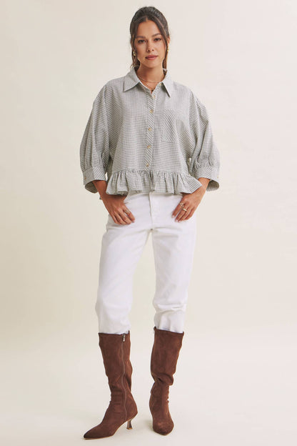 Morning Oat Micro Check Button-Down