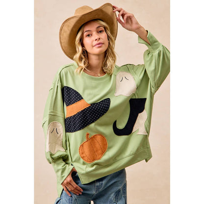 Halloween Theme Patchwork Sweatshirt