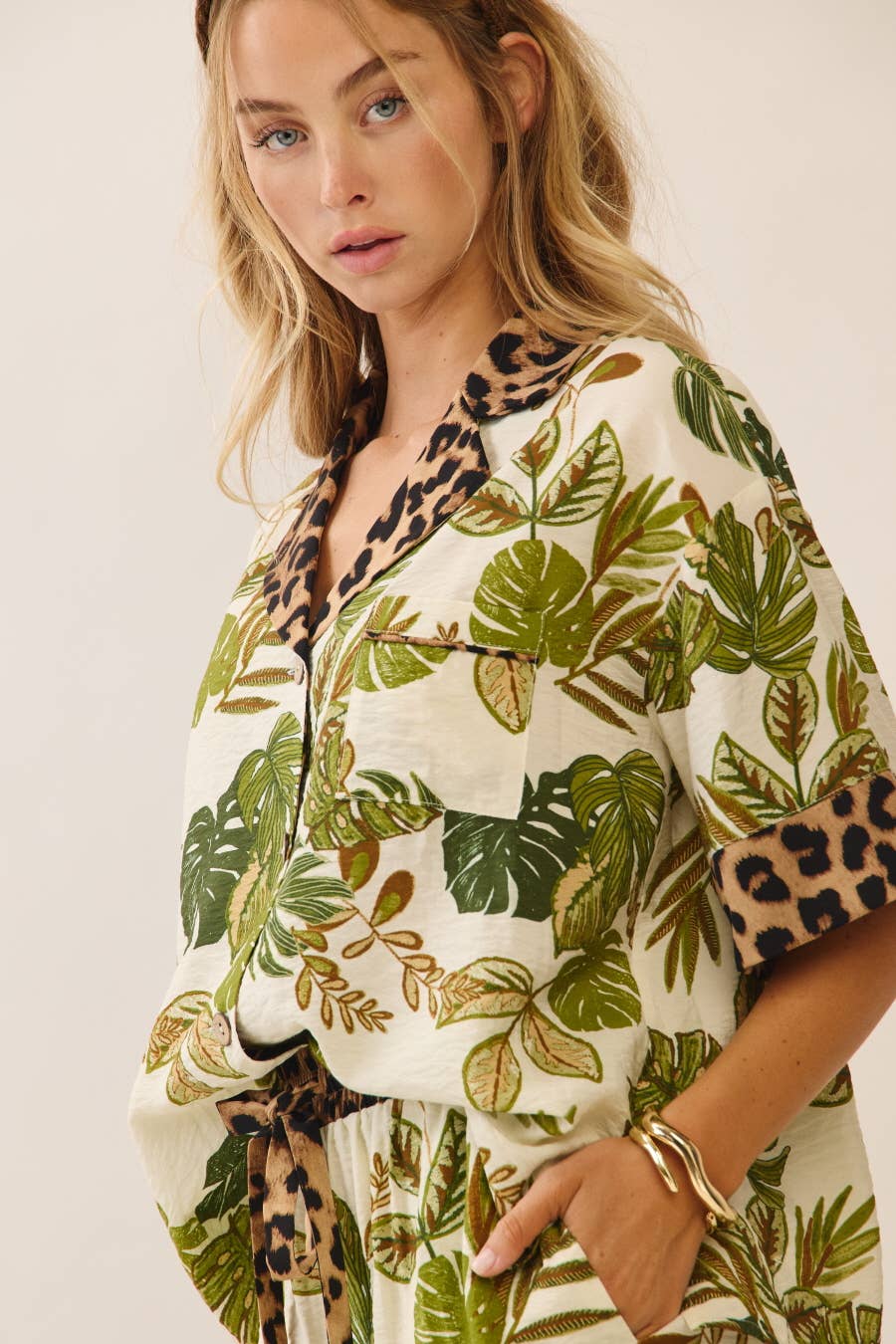 Mixed Print Button-Up Set