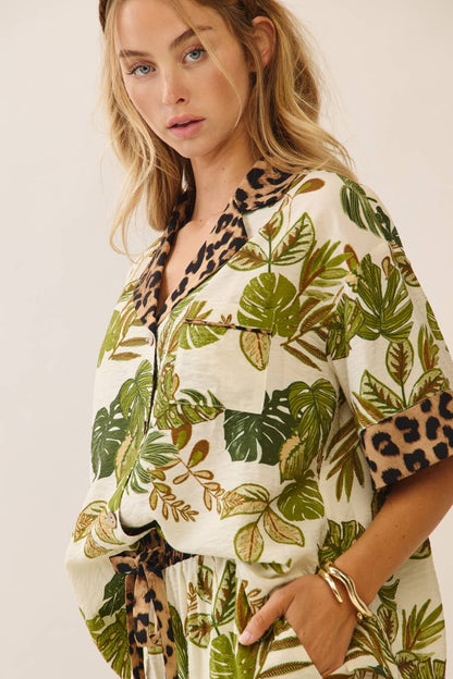 Mixed Print Button-Up Set