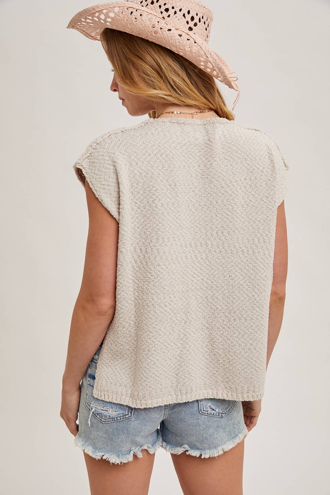 Embroidered Notch Neck Knit Top
