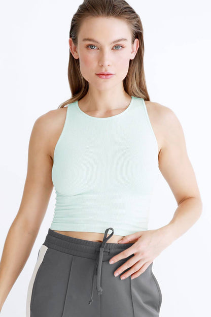 Ribbed Highneck Crop Top