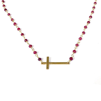 Trust Cross Necklace in Ruby Red