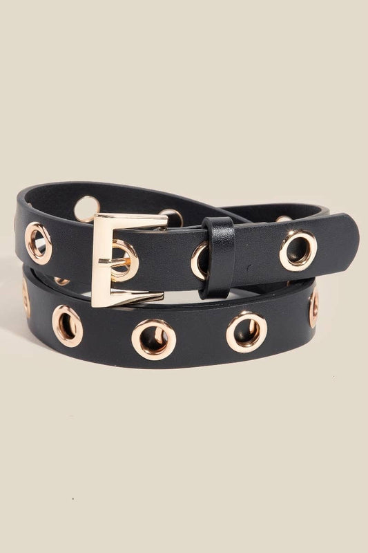 Simple Grommet Faux Leather Belt