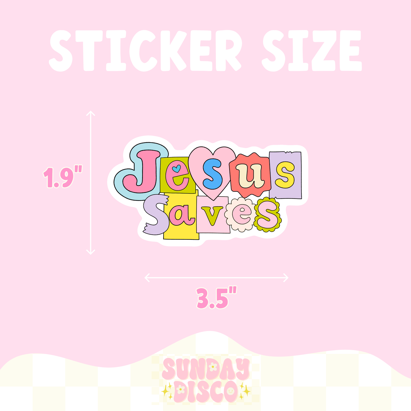 Jesus Saves Retro Style Water Resistant Sticker