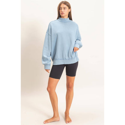 Acid Washed Mock Neck Sweatshirt