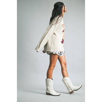 Western Dog Motif Pullover