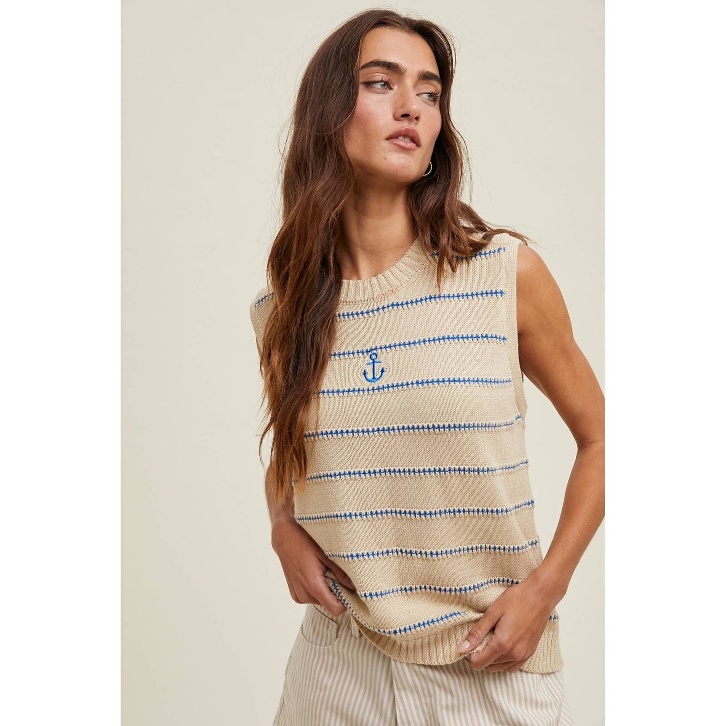 Embroidered Anchor Sweater Tank