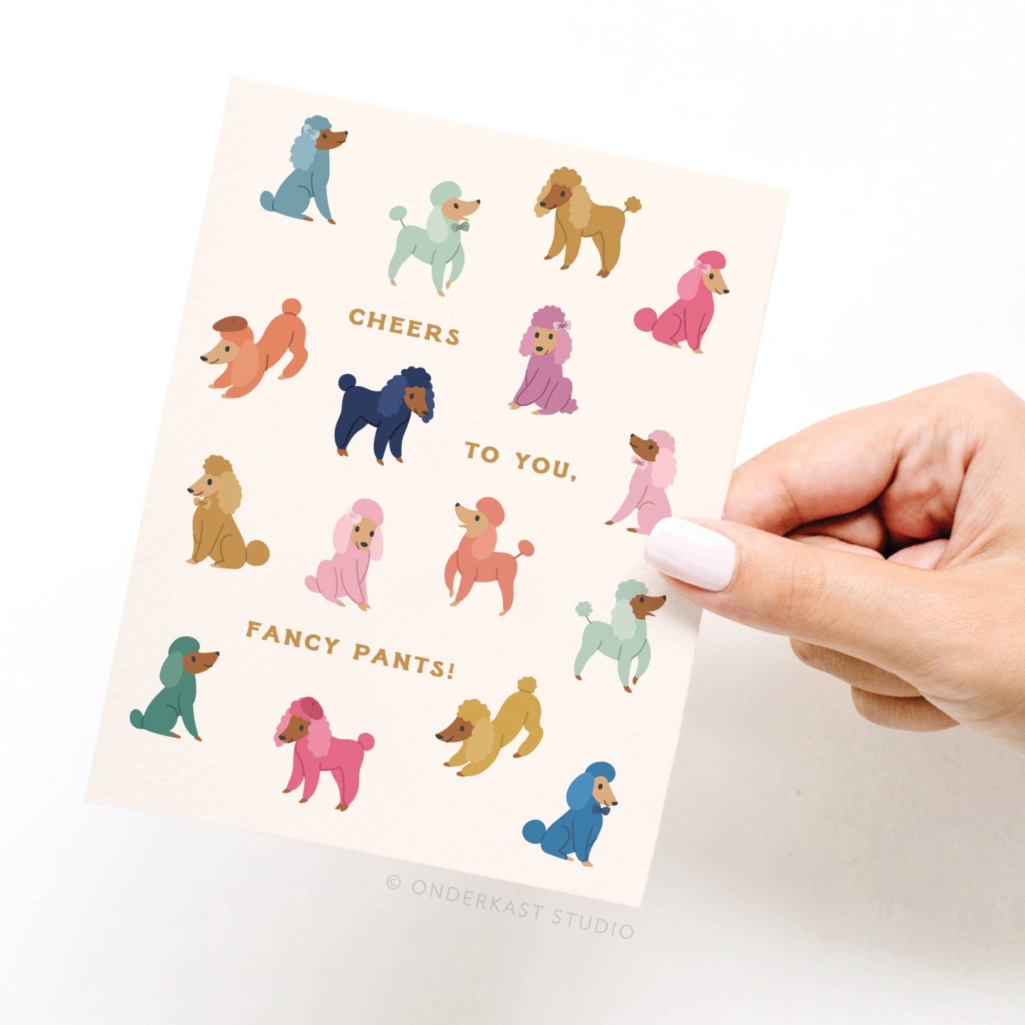 Cheers to You Fancy Pants Poodles Greeting Card