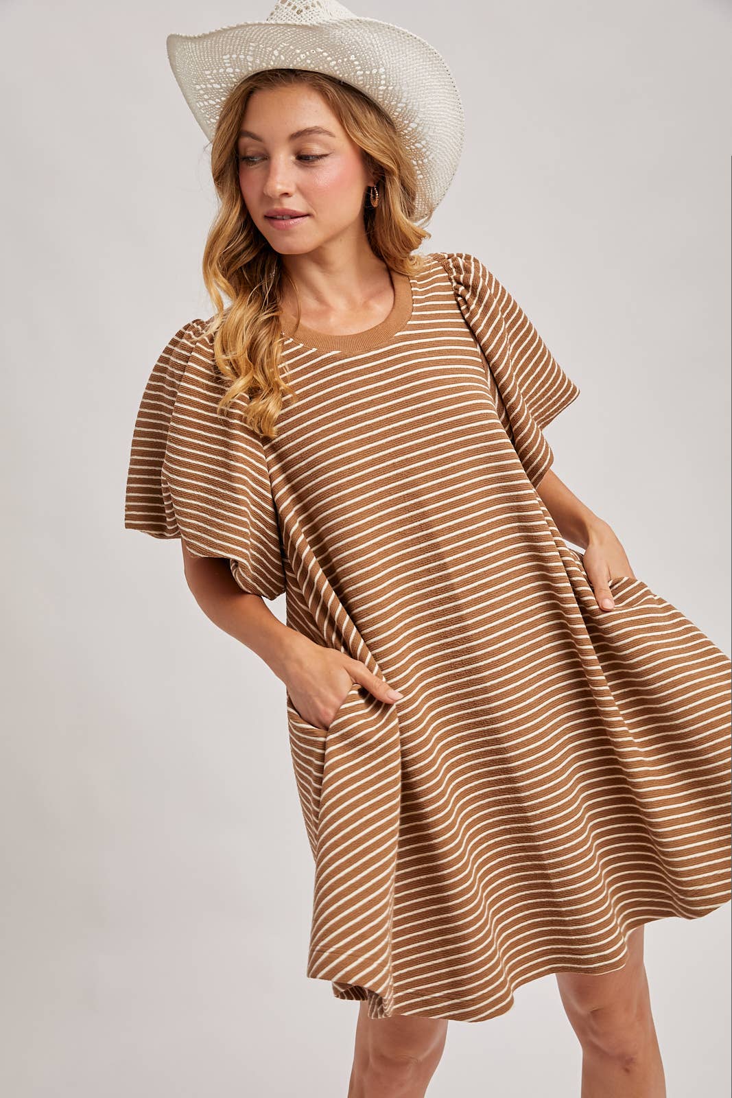 Puff Sleeve Striped Dress