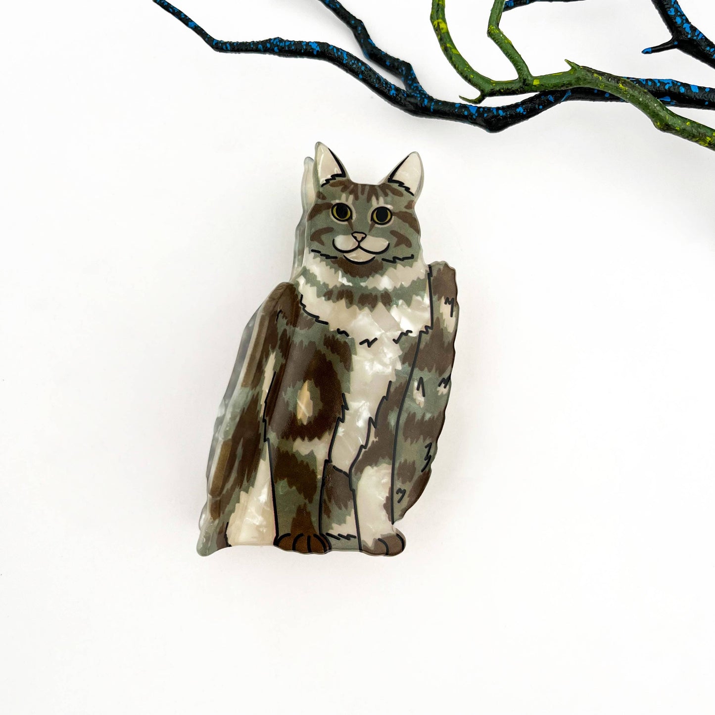 Black Cat Acetate Claw Clip