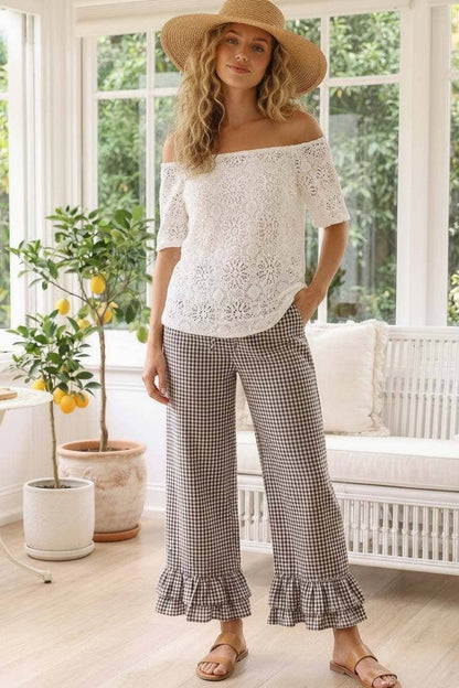 Gingham Cropped Pants