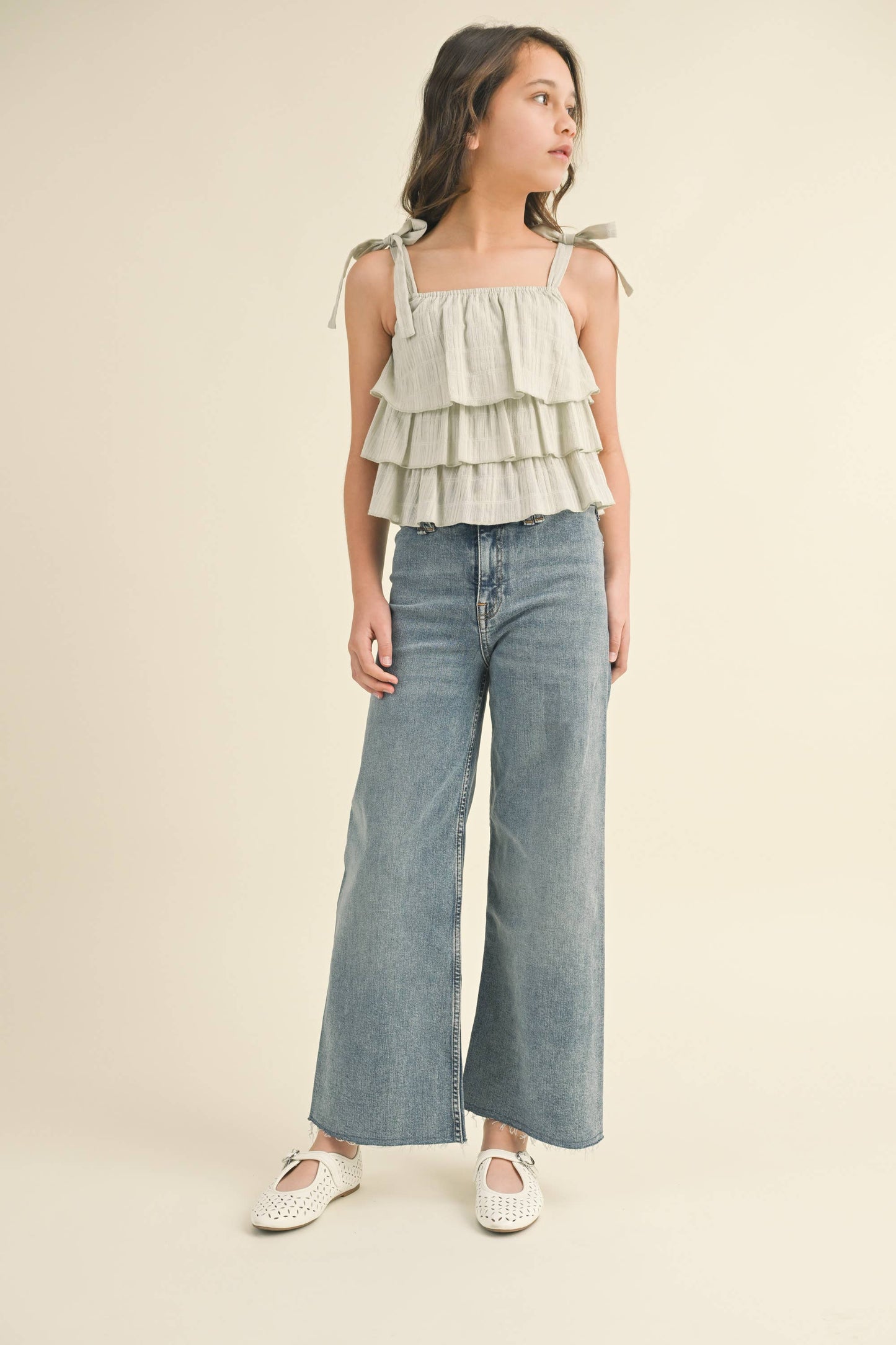 Tween Girls Wide Leg Denim Pants