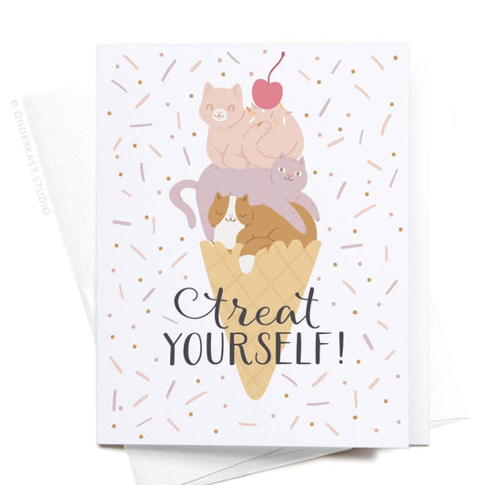 Treat Yourself Ice Cream Cats Greeting Card