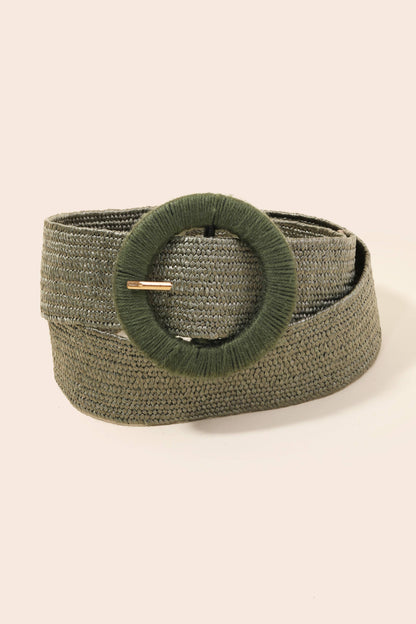 Round Buckle Braided Belt