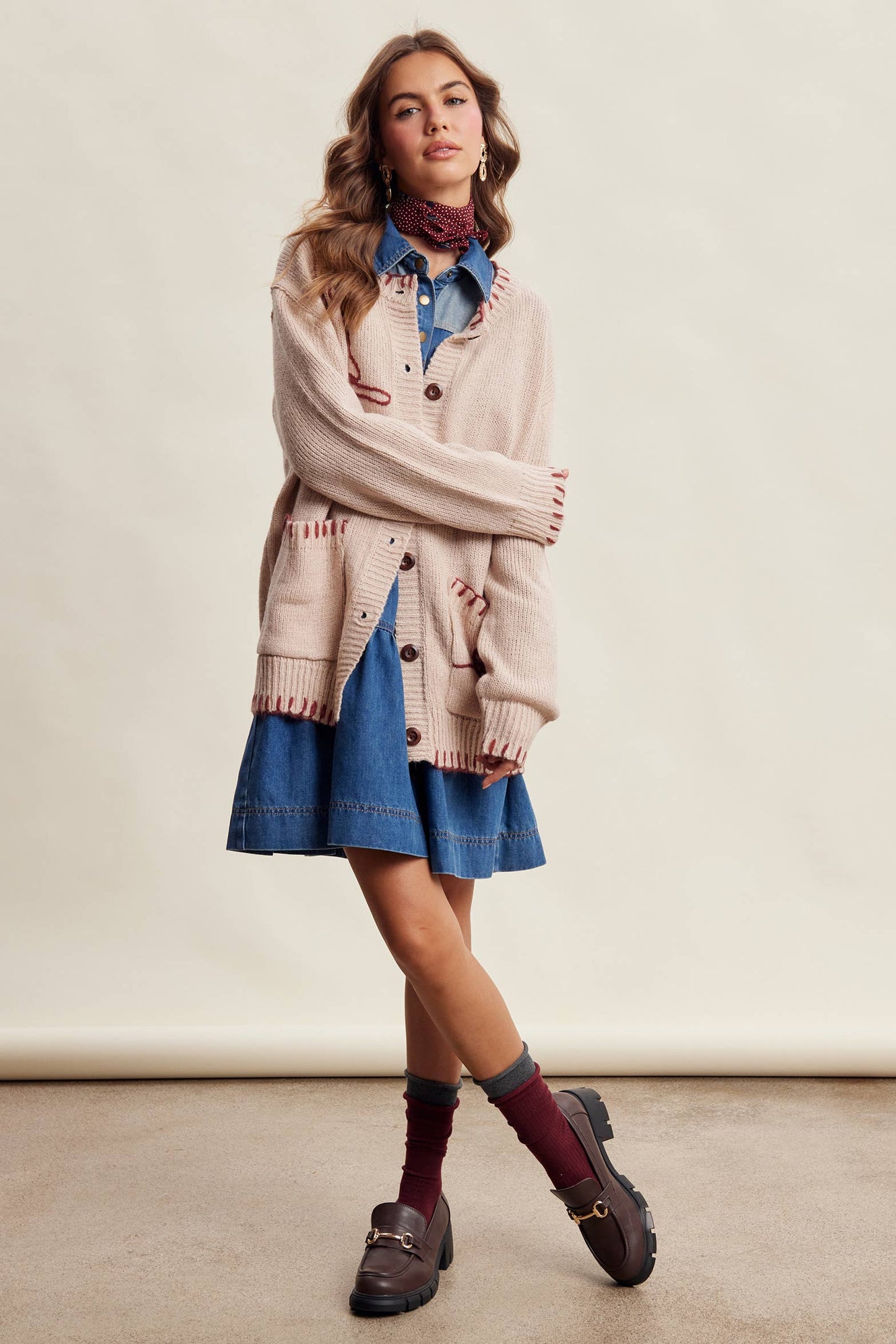 Whimsical Cat Knit Cardigan