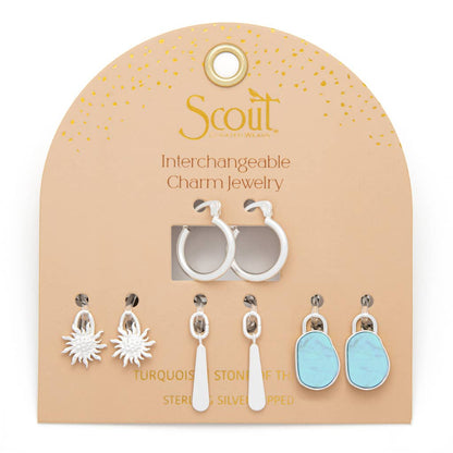 Interchangeable Charm Earring - Turquoise/Sky/Silver