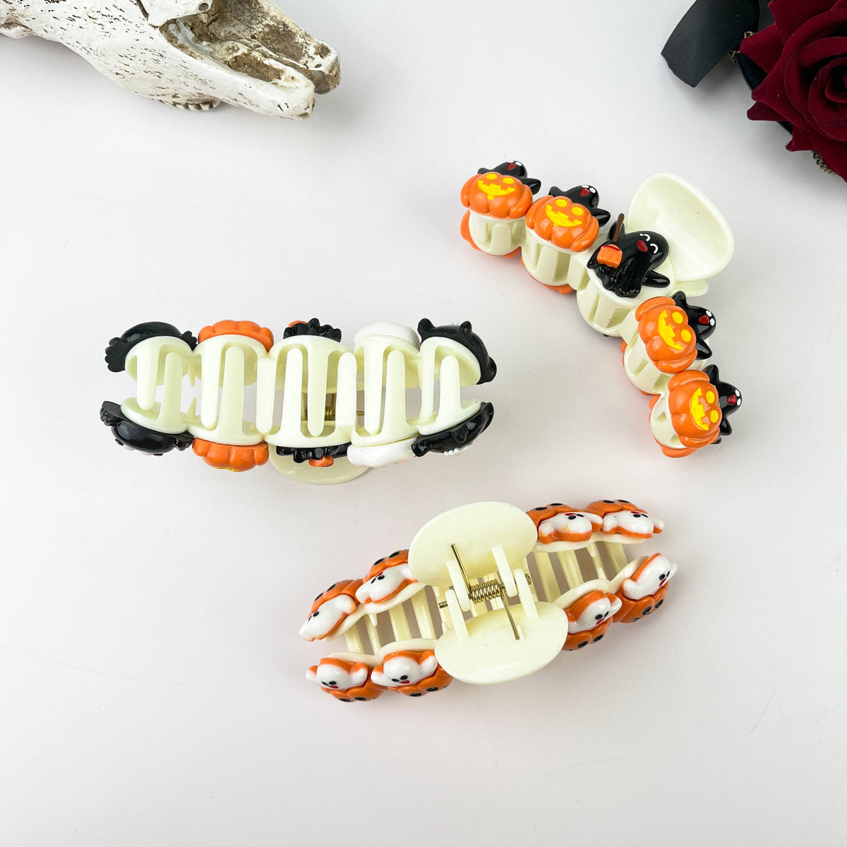 Halloween Pumpkin Party Ghost Skull Hair Claw Clip