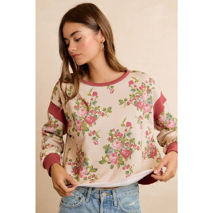 Floral Brushed Terry Open Back Top