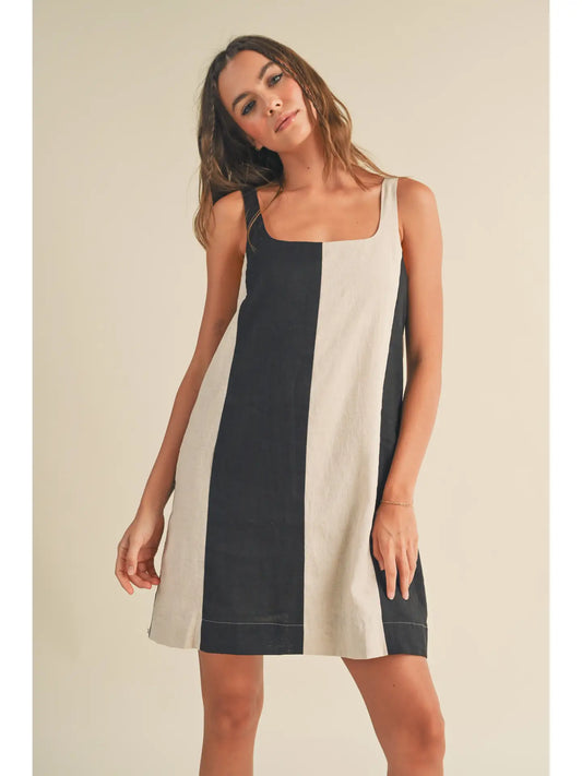 Color Block Linen Dress